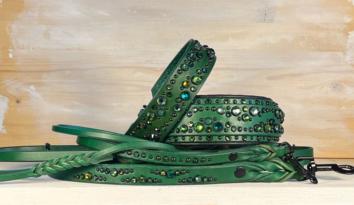 Matching Leather Leash 1/2": Emerald City